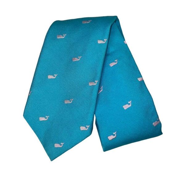 Vineyard Vines Whale Woven Tie Turquoise Blue 1T2117 NWT - Picture 1 of 3